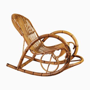 Rocking Chair en Bambou attribué à Rohé Noordwolde, Unkns