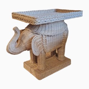 Mesa española vintage de mimbre con forma de elefante