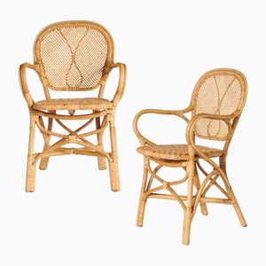 Fauteuils de Bar en Osier, Set de 2