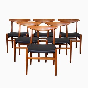 Dänische Mid-Century W2 Stühle von Hans J. Wegner für Madsens, 1950er, 6er Set