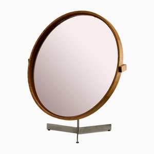 Oak and Metal Dressing Table Mirror by Uno and Östen Kristiansson for Luxus, Sweden, 1960s