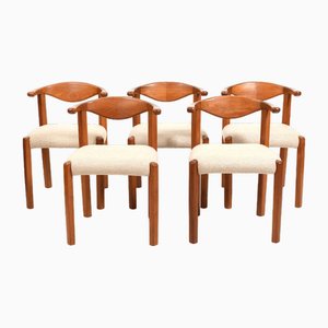 Teak Cow Horn Chairs from Dyrlund, 1970s, Set of 5