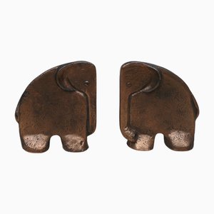 Soportes de libros Elephants de bronce de Kunsthaus Kopp, años 60. Juego de 2