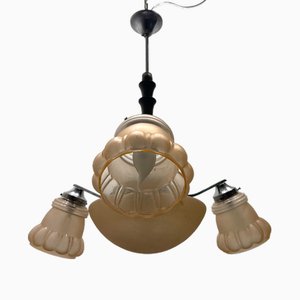 Art Deco Pink Glass Pendant Light, 1950s