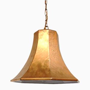 Lampada da soffitto in ceramica e ottone dorato, anni '60