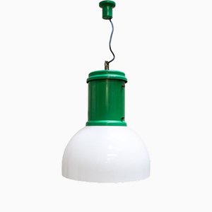 Industrial Metal and Acrylic Glass Pendant Light, 1970s