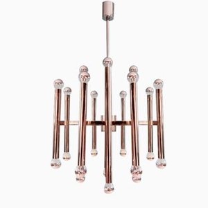 Large Vintage Chandelier in Chromed Metal by Gaetano Sciolari, 1970s