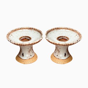 Mid-Century Danish Studio Pottery Candleholders, 1960s , Set of 2