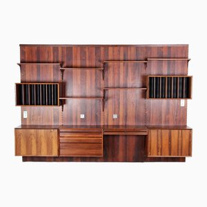 Rosewood Wall Shelving Unit attributed to Poul Cadovious for Cado, 1960s