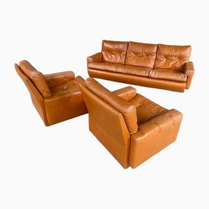 Sofá y sillones de cuero de Roche Bobois. Juego de 3