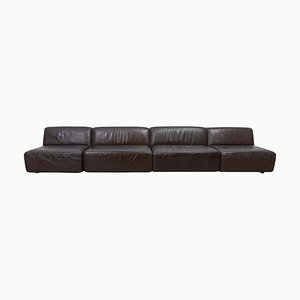 Modulares Sofa aus Braunem Leder von Durlet, 1970er, 4er Set