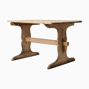 Mesa de comedor o trabajo rústica sueca antigua de madera