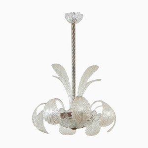 Art Deco Ninfea Murano Glass Chandelier attributed to Barovier, Italy, 1940s