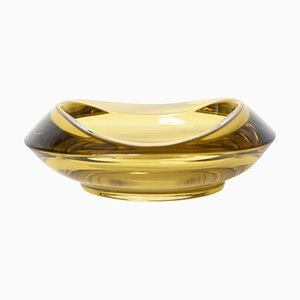 Amber Yellow Murano Sommerso Glass Bowl by Flavio Poli, 1970s