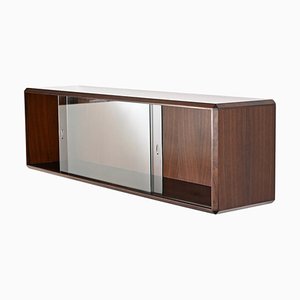 Italian Showcase in Wood with Sliding Glass by Dino Cavalli, 1970s