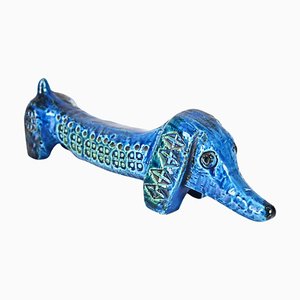 Sausage Dog aus blauer Rimini Keramik von Bitossi, 1960er