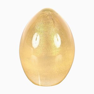 Pisapapeles Seguso Murano Egg de cristal de Murano con polvo dorado, años 70