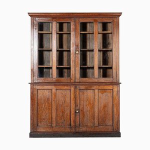 Large 19thc English Oak Glazed Housekeepers Cupboard, 1890