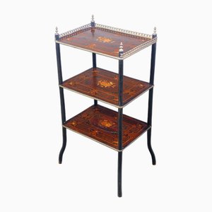 Antique Napoleon III Table with Shelves in Inlaid Wood, 1800