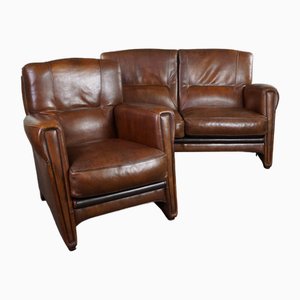 Set of Sheep Leather Sofa and Armchair