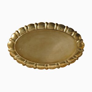 Large Swedish Grace Oval Brass Tray attributed to Firma Lars Holmström, Sweden, 1940s