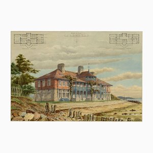 Philip J. Marvin, Arts & Crafts House Design, Isle of Wight, 1880er, Aquarell
