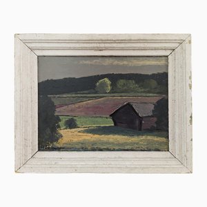 Landscape Light, Oil Painting, 1950s, Framed