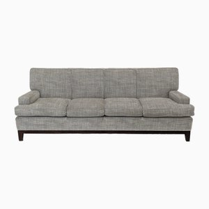 Großes Vintage Sofa aus grauem Stoff & Nussholz