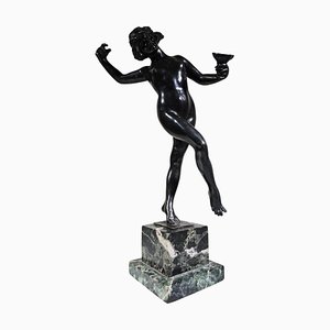 Escultura clásica de bronce de la doncella de la antigua Grecia de Luigi De Luca, década de 1880