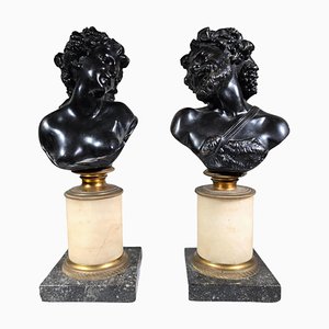 Italienischer Künstler, Büsten von Dionysos und Ariadne, 1880er, Bronzen, 2er Set