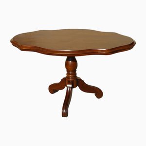 Mesa de pedestal de madera maciza, años 80