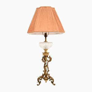 Antique French Gilt Bronze and Crystal Glass Table Lamp, 1900