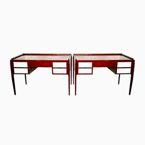 Vintage Ebonized Beech Writing Desks in the style of Gio Ponti, Italy, Set of 2