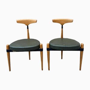 Beech and Iron Chairs, 1950s, Set of 2