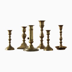 Vintage Brass Candlesticks, 1960s, Set of 6