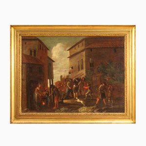 Artiste Italien, Scène De Genre, 1750, Huile Sur Toile, Encadrée