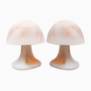 Mushroom Glas Tischlampen von Glashütte Limburg, 1970er, 2er Set