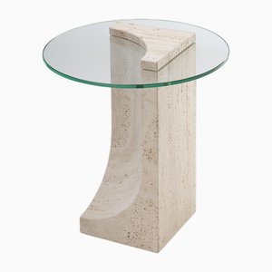 Edge Side Table with Travertino Marble Made in Portugal by Ferriano Sbolgi for Collector Studio