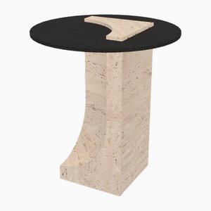 Edge Side Table in Travertino Marble and Black Oak by Ferriano Sbolgi for Collector Studio