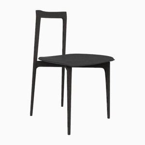 Grauer Stuhl aus Linea 622 Leder und schwarzer Eiche von Collector Studio
