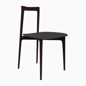 Grauer Stuhl aus Linea 622 Leder und dunkler Eiche von Collector Studio