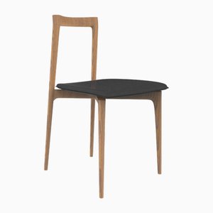 Grauer Stuhl aus Linea 622 Leder & Nussholz von Collector Studio