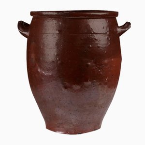 Glazed Brown Ceramic Pot, Belgium, 1800s