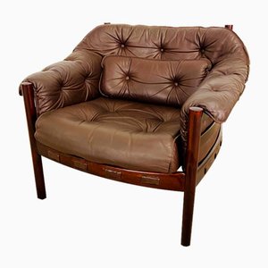Mid-Century Scandinavian Brown Leather Chair by Sven Ellekær
