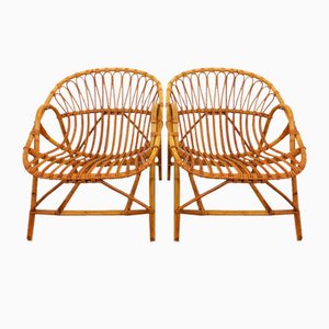 Fauteuils Vintage en Rotin, 1960s, Set de 2