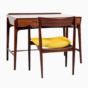Mid-Century Danish Desk & Chair in Rosewood attributed to Svend Aage Madsen for Sigurd Hansen, Set of 2