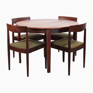 Round Rosewood Dining Room Table Set with Chairs from Omann Jun, 1960s, Set of 5