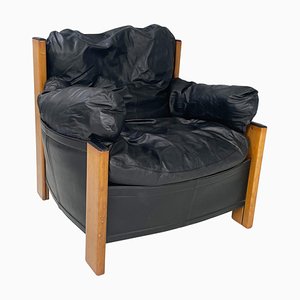 Italian Modern Black Armchair by Afra and Tobia Scarp for Maxalto, 1970s