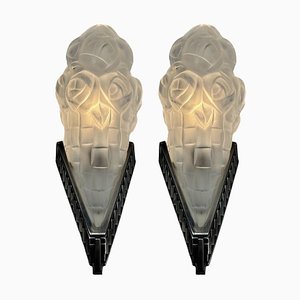 French Art Deco Wall Sconces from Léon Hugue Paris, 1929, Set of 2