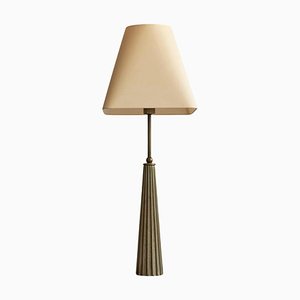 Large Brutalist Table Lamp in Cast Brass, France, 1950s